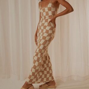 Checkerboard Midi Dress